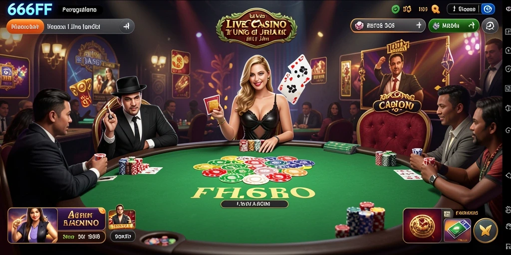 Tampilan gameplay Live Casino yang mendebarkan di 666FF.