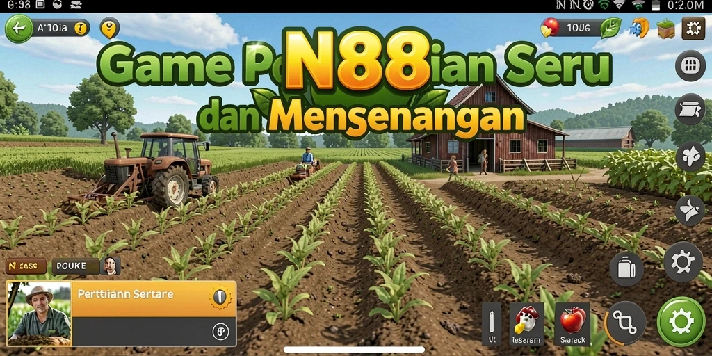 Tampilan gameplay menarik dari IN88 dengan pertanian yang indah.