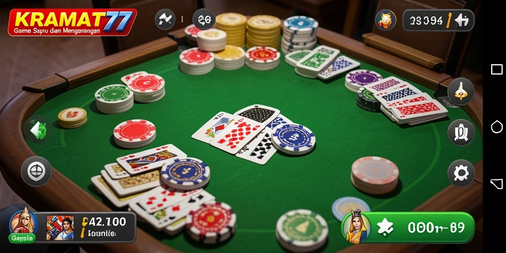 Screenshot permainan Gaple dengan tampilan modern dan interaktif.