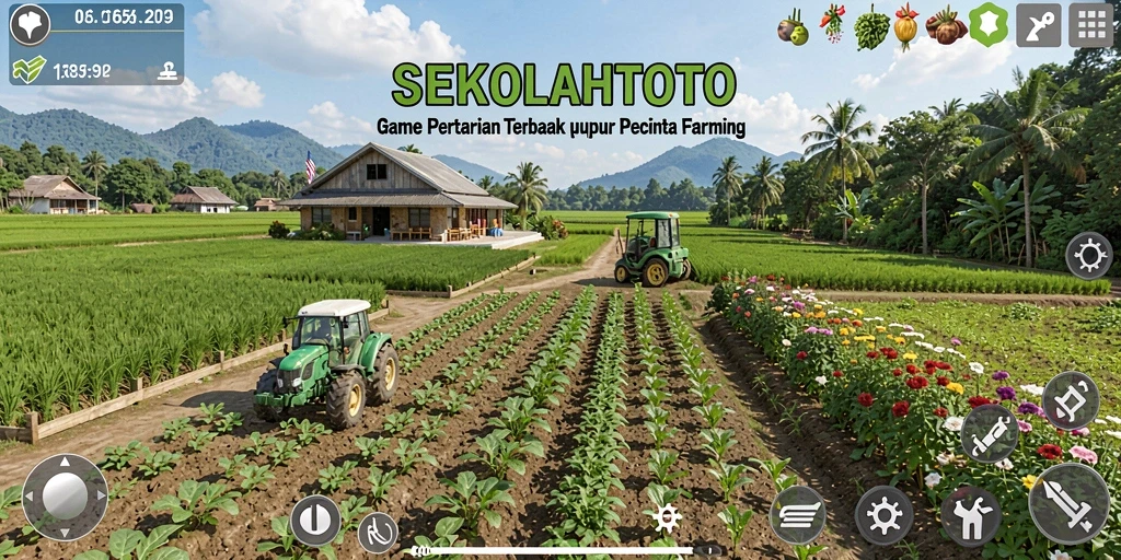 Gameplay menarik dari SEKOLAHTOTO dengan suasana pertanian yang hidup.